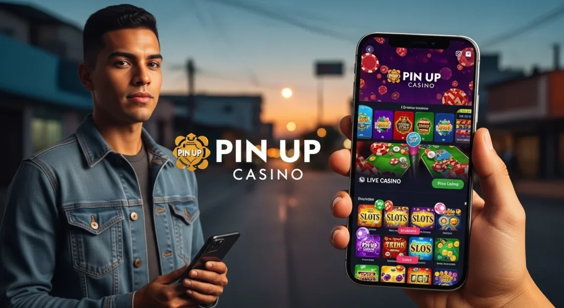 Pin Up Casino en Nicaragua con usuario jugando en app móvil de casino online
