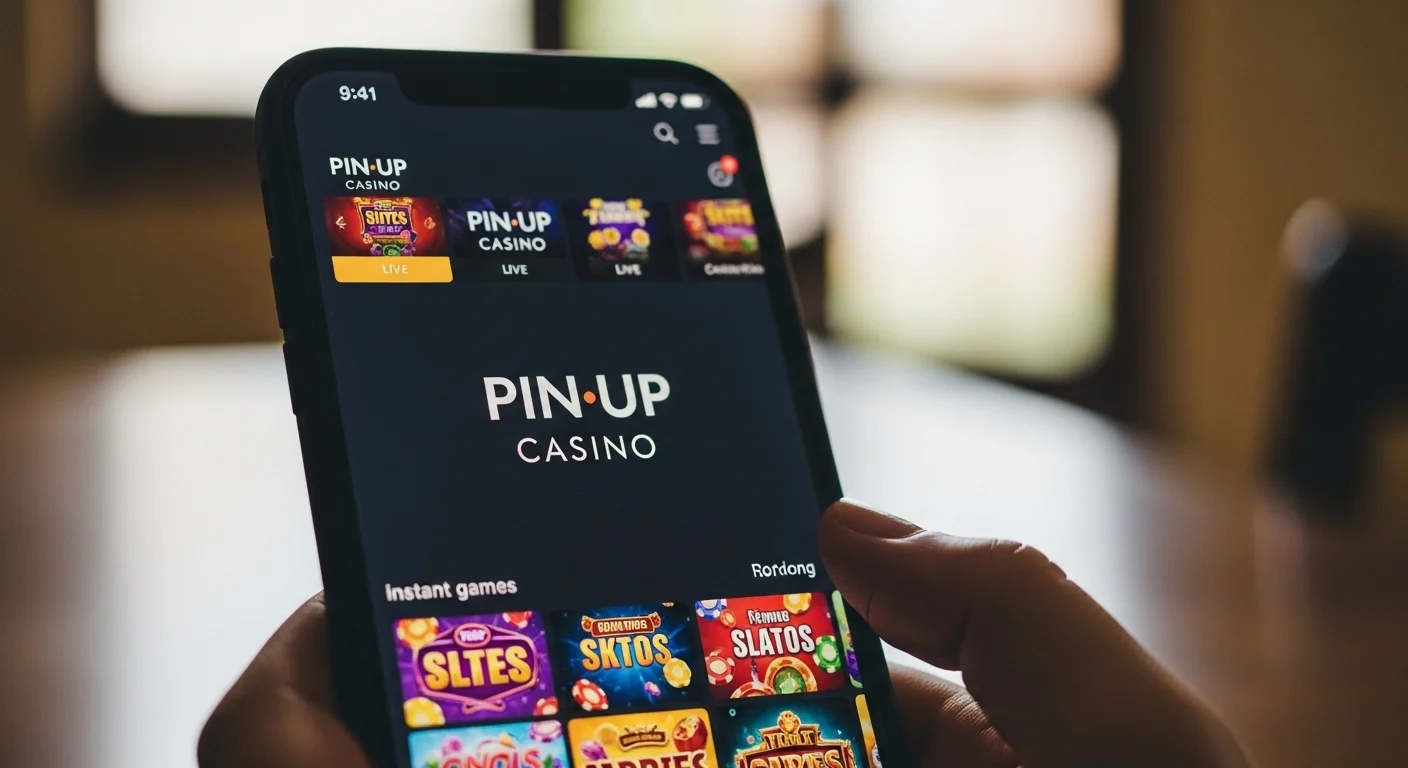 Usuario usando Pin Up Casino en el móvil en Nicaragua con interfaz de juegos